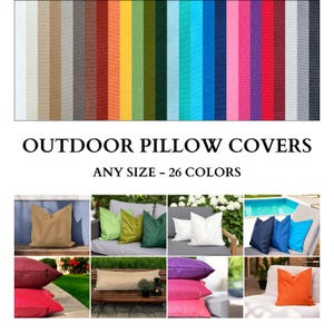 Outdoor Throw Pillow Cover, Waterproof Decorative Lumbar Pillow Case, Stain Resistant Cushion Cover, Hidden Zipper, Many Colors, Any Size