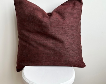 Wine Red Color Linen Pillow Cover, Any Custom Size Burgundy Linen Cushion Cover, Boho Handmade Pillow Case, Apartment Decor, Hidden Zipper