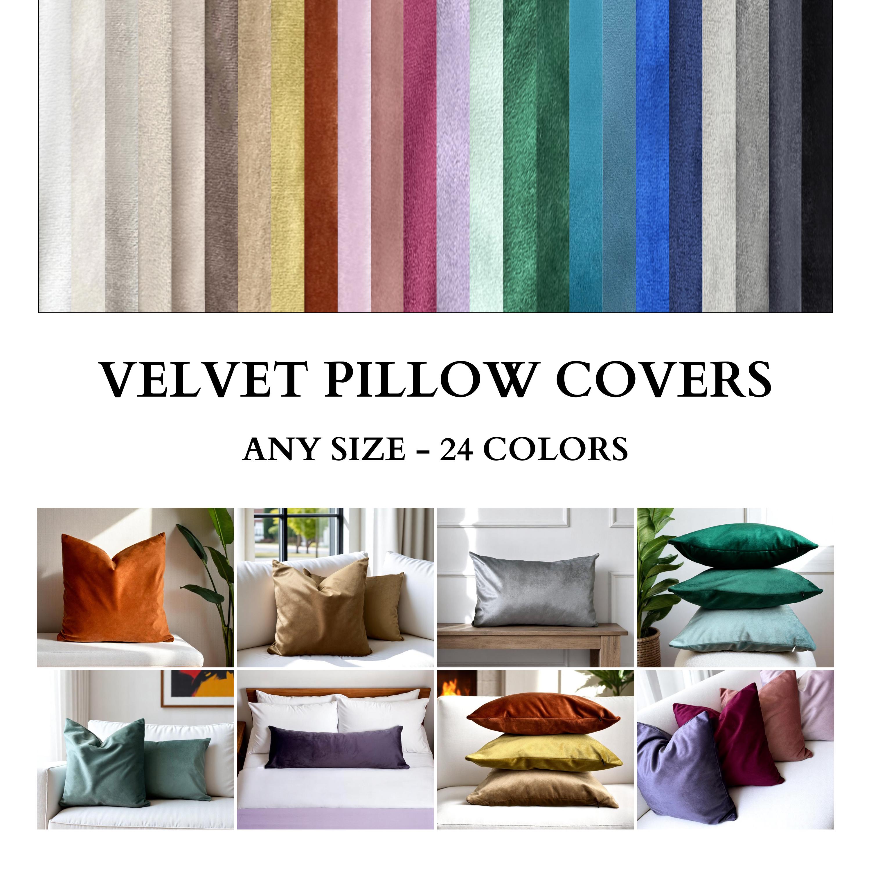 Any Size & 24 Colors Velvet Pillow Cover, Soft Velvet Throw Pillow Case, Velvet Cushion Cover, Handmade Solid Color Pillow, Invisible Zipper