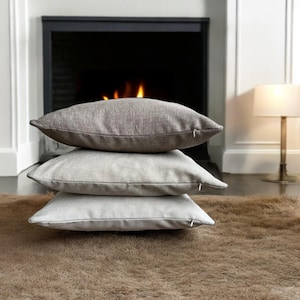 Mysigt örngott i linne, anpassat örngott i beige, naturligt ländryggsmönster, kuddfodral i linne med dold dragkedja, lantlig inredning, 20x20