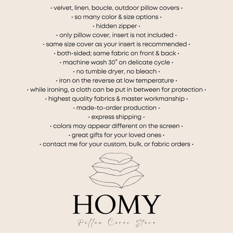 features and instructions of pillow covers