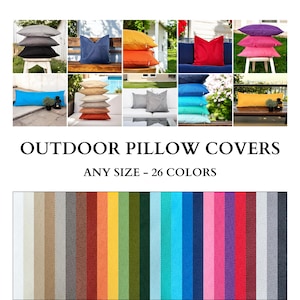 Any Size Outdoor Pillow Cover, 26 Color Options Waterproof Throw Pillow Case, Stain Resistant Outdoor Lumbar Cushion Cover, Invisible Zipper