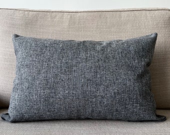 Linen Medium Gray Lumbar Pillow Cover, Rectangle Any Size Throw Pillow Cover, Modern Concealed Zipper Linen Pillow Case, Living Room Decor