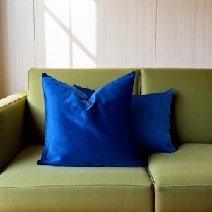 Sapphire Blue Velvet Pillow Case, Shiny & Super Soft Throw Pillow Cover, Luxury Velvet Lumbar Cushion Cover, Invisible Zipper, Made to Order