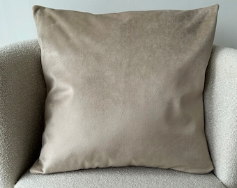 Velvet Beige Color Pillow Cover, Super Soft Custom Decorative Pillow Cover, Hidden Zipper, Cozy Velvet Cushion Cover, Country House Decor