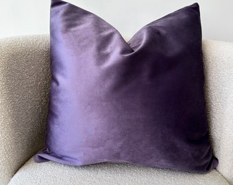 Lilac Color Velvet Accent Pillow Cover, Lavender Velvet Handmade Cushion Cover, Soft Hidden Zipper Pillow Case, Living Room & Bedroom Decor