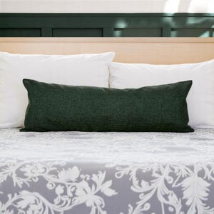 Dark Green Linen Lumbar Pillow Cover, High Quality Invisible Zipper Boho Pillow Cover, Linen Long Oversized Cushion Cover, Farmhouse Decor