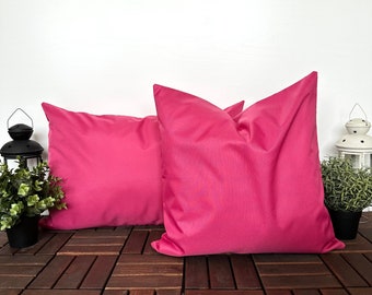 Outdoor Hot Pink Color Pillow Cover, Stain & Water Resistant Throw Pillow Cover, Outdoor Patio Cushion Cover, Porch Decoration, Any Size