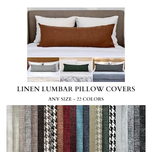 Any Size Linen Lumbar Pillow Cover, Extra Long Oversized Pillow Case, High Quality Linen Cushion Cover, Invisible Zipper, Farmhouse Decor