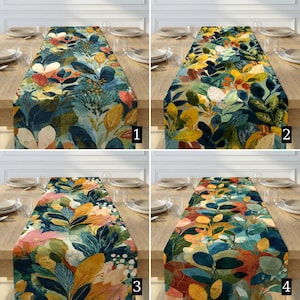 Moody Botanical Any Size Table Runner, Abstract Floral Boho Dining Table Cloth