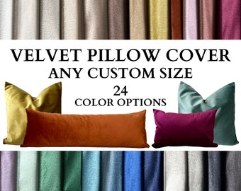 Velvet Custom Pillow Cover, Soft Velvet Any Size Pillow Case, Velvet Handmade Cushion Cover, Solid Color Pillow, Only Cover, Hidden Zipper