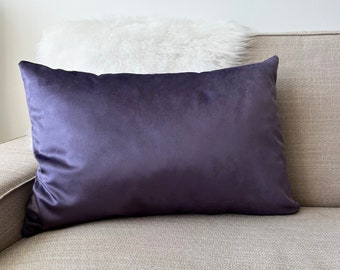 Velvet Lilac Lumbar Pillow Cover, Velvet Lavender Color Cushion Cover, Soft Any Custom Size Throw Pillow Case, Invisible Zipper,Luxury Decor