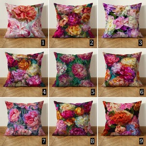 Federa per cuscino con stampa di dipinto ad olio floreale, cuscino quadrato dai colori vivaci e romantici, decorazione artistica botanica.