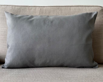 Linen Glacier Gray Lumbar Pillow Cover, Any Size Linen Cushion Cover, Invisible Zipper Handmade Accent Pillow Case, Modern Farmhouse Decor