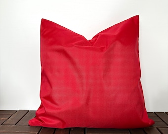 Outdoor Red Throw Pillow Cover, Waterproof Garden Furniture Lumbar Pillow Cover, Outdoor Patio & Porch Red Cushion Cover, All Sizes, 20x20