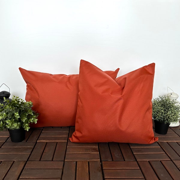 Terracotta Outdoor Any Size Pillow Cover, Stain & Water Resistant Patio Pillow Case, Outdoor Beach House Cushion Cover, Invisible Zipper