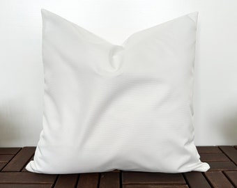 Outdoor White Throw Pillow Cover, Any Size Water Resistant Pillow Case, Patio & Porch Decoration, Invisible Zipper, Beach House Decor, 16x16