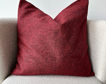 Linen Red Throw Pillow Cover, High Quality Red Linen Cushion Cover, Any Custom Size, Invisible Zipper, Handmade Pillow Case, Christmas Decor