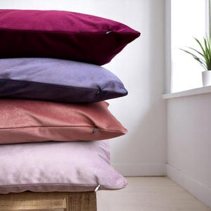 Purple & Pink Soft Velvet Pillow Cover, Any Size Fuchsia Lilac Dusty Rose Velvet Cushion Cover, Hidden Zipper Throw Pillow Case,Luxury Decor