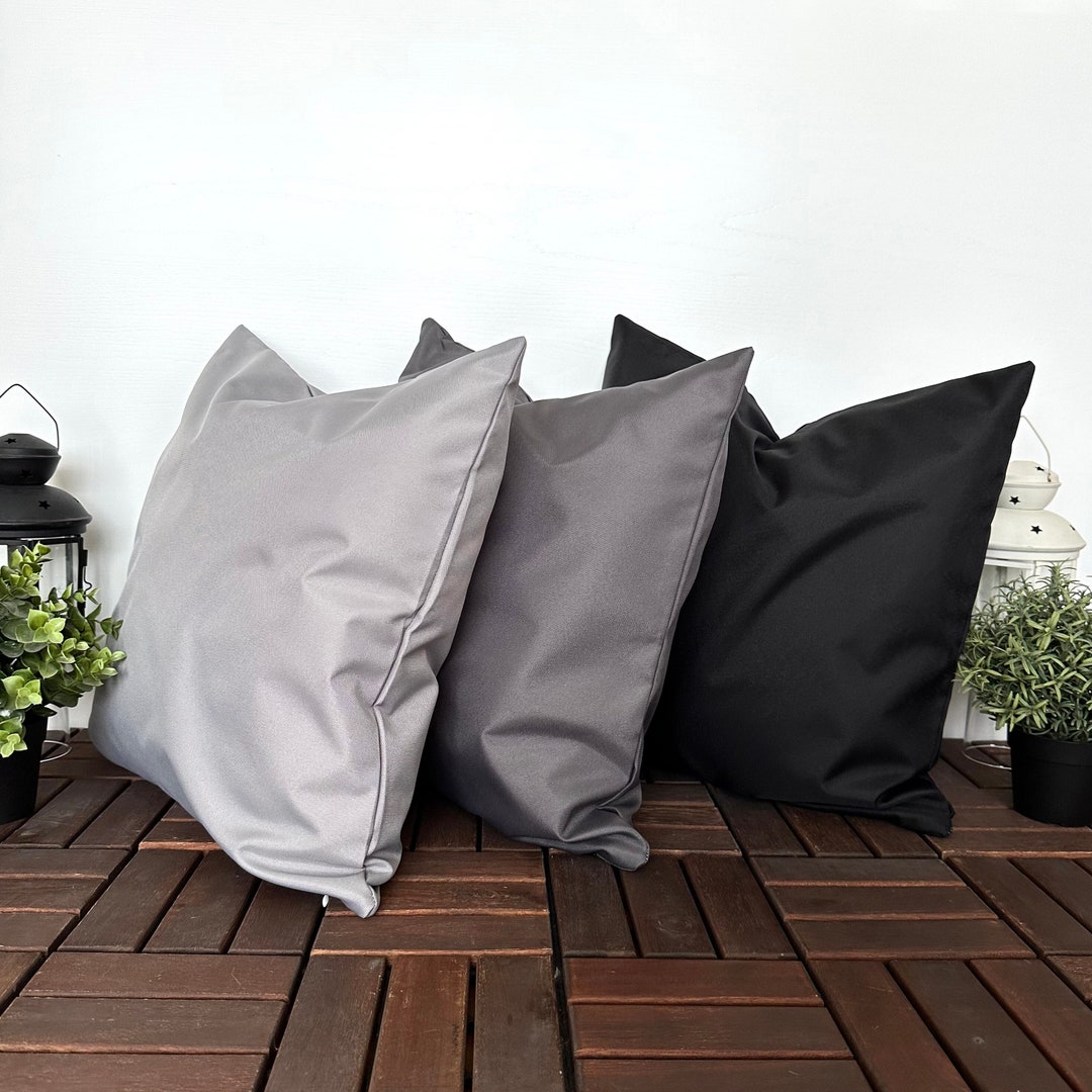 Outdoor Gray & Black Color Throw Pillow Case Waterproof Etsy UK