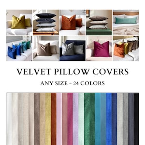 Velvet Custom Pillow Cover, Soft Velvet Any Size Pillow Case, Velvet Handmade Cushion Cover, Solid Color Pillow, Only Cover, Hidden Zipper
