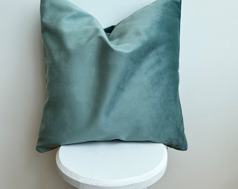 Mint Green Velvet Throw Pillow Cover, Soft Velvet Cushion Cover, All Sizes, Comfy Luxury Pillow Case, Living Room Decor, Invisible Zipper