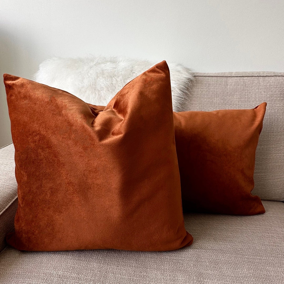 Terracotta Velvet & Soft Pillow Cover, Luxury Rust Pillow Case, Any ...