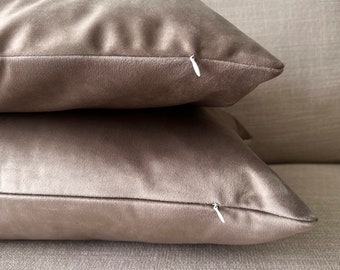 Velvet Mink Color Throw Pillow Cover, Soft & Luxury Pillow Case, Any Size Handmade Velvet Lumbar Cushion Cover, Euro Sham, 20x20, 18x18