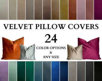 Any Size & 24 Colors Velvet Pillow Cover, Soft Velvet Throw Pillow Case, Velvet Cushion Cover, Handmade Solid Color Pillow, Invisible Zipper