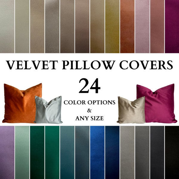 Any Size & 24 Colors Velvet Pillow Cover, Soft Velvet Throw Pillow Case, Velvet Cushion Cover, Handmade Solid Color Pillow, Invisible Zipper