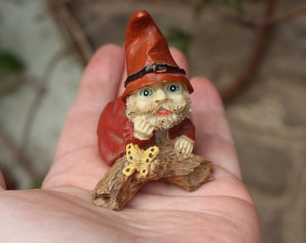 Miniature Dwarf Gnome Sculpture Resin Fairy Garden Decor Vintage