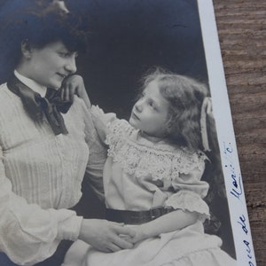 antike Foto Postkarte | Frau Mädchen Mutter und Kind | Jugendstil Art Deco  Schweiz um 1900 - 1920