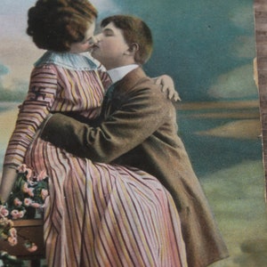 antica cartolina fotografica | Coppia di innamorati uomo donna | Art Nouveau Art Déco Germania intorno al 1914 - 18