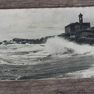 foto antiga cartão postal | igreja do mar furioso | Bordighera Itália Art Nouveau Art Déco por volta de 1900 - 1920