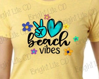 Peace, Love, Beach Vibes, flowers, Summer, happy, sea life, daisy, PNG, JPEG