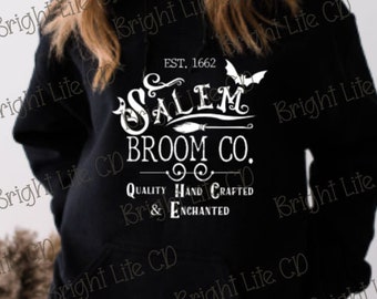 Salem Broom Co, Est, 1692, witches, bat, moon, JPEG, PNG