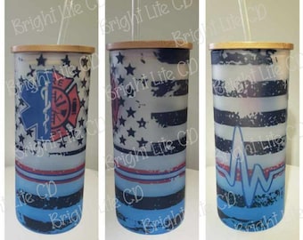 Fire EMS retro flag heartbeat lifeline, Tumbler, Mug, PNG, JPEG