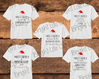 Funny Christmas Shirt Design: Most Likely To... (PNG, JPG)