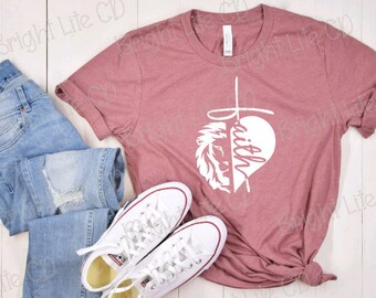 faith, heart, cross, lion, religious, inspirational, JPEG, PNG, digital, download