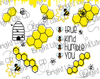 Bee Kind Tumbler Design: Honeycomb PNG, JPEG (Digital Download)