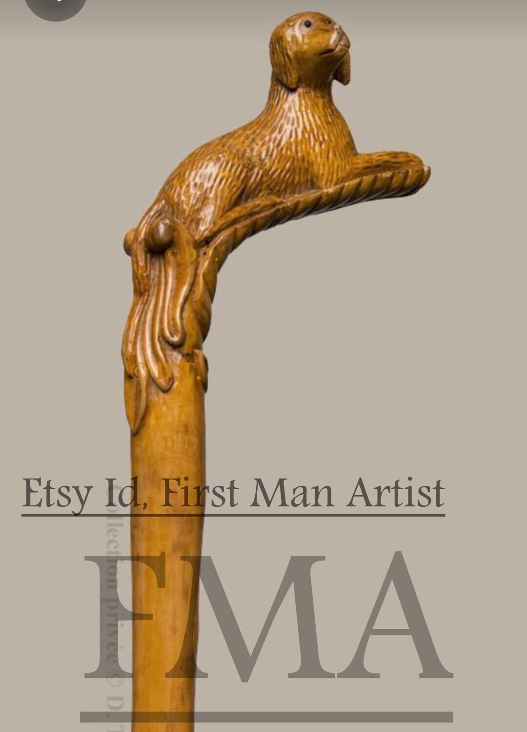 Rare Walking Stick Wooden Dog Head Design Handle Walking Stick Etsy