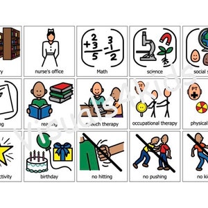 Autism Task Icon Visual School Day Schedule Cards: Autism Communication (digital ...