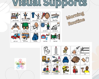 Visual Morning Routine - Getting Ready Boardmaker AAC Autism - Picture Cards