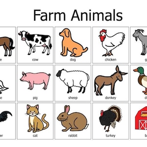 Farm Animals Visual Choice Board Communication Autism Boardmaker AAC - Digital Download School
