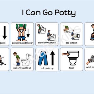 Potty Toilet Training Sequence Visual Routine Chart for Boys Autism Boardmaker AAC -I Can Go Potty - Digital Download