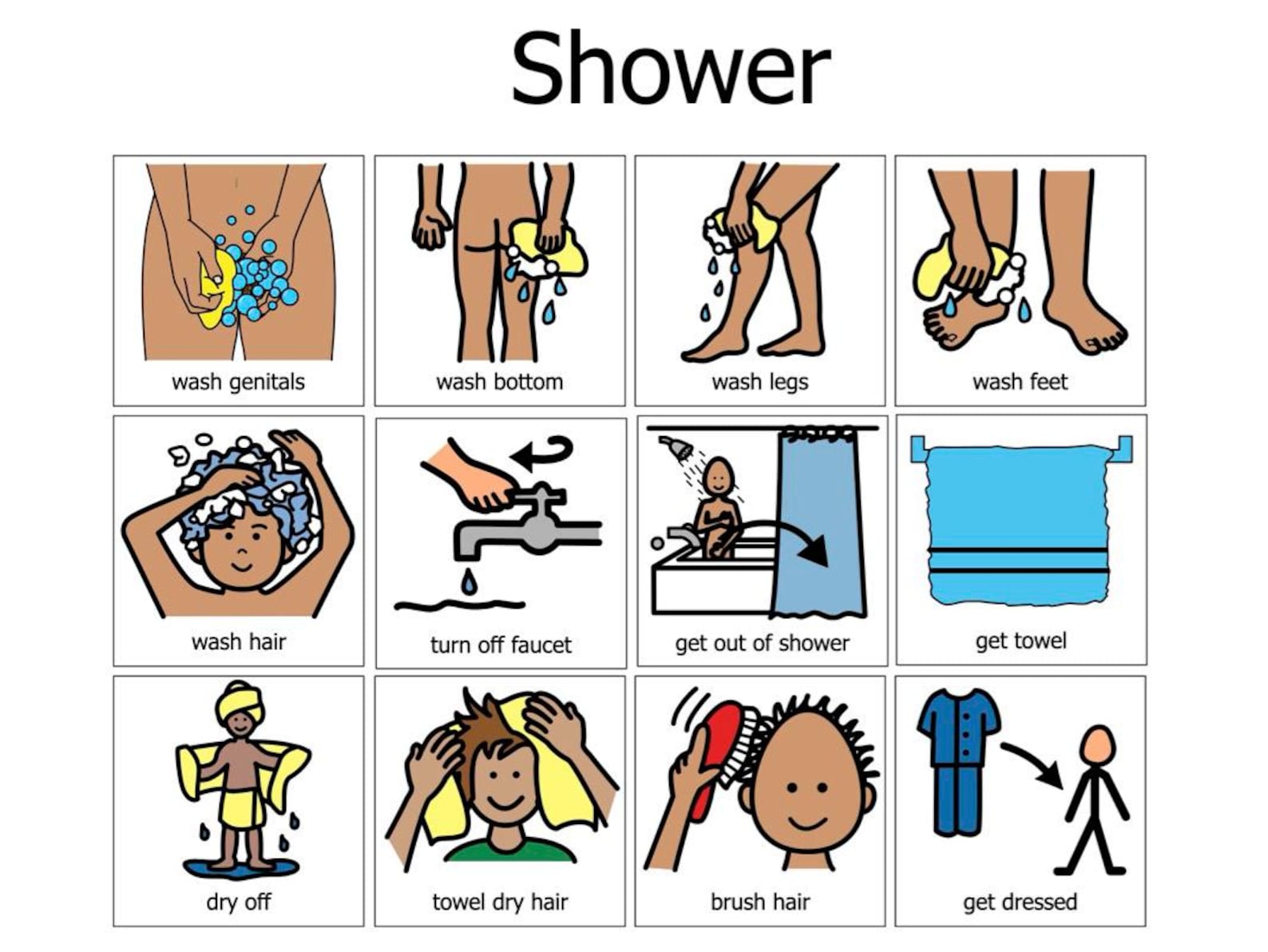 Shower Sequence Routine Autism Visual Aid AAC - Boardmaker Picture ...