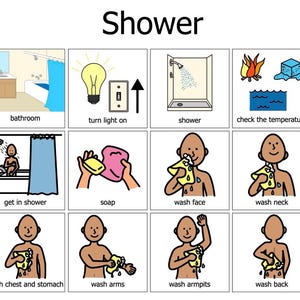 Shower Sequence Routine Autism Visual Aid AAC - Boardmaker Picture Communication (Digital Download)