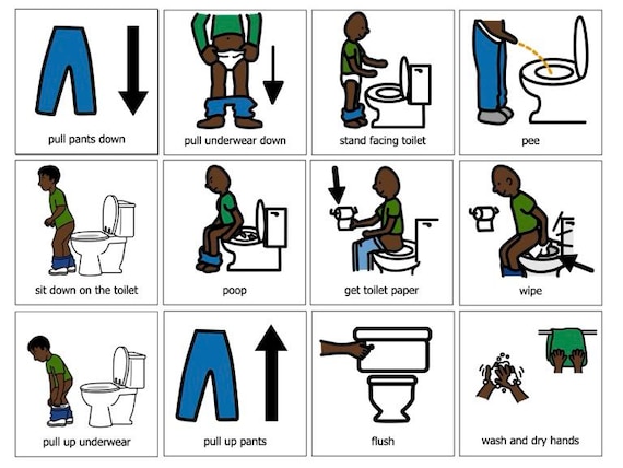 Potty Training Visual Communication Cards for Boys Autism