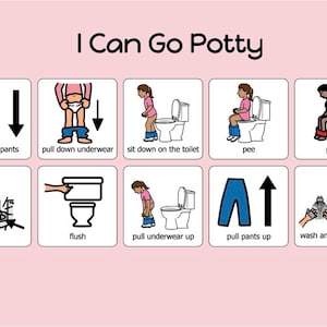 Potty Toilet Training Bathroom Visual Sequence Routine for Girls Autism -I Can Go Potty - Boardmaker AAC Includes 2 Versions