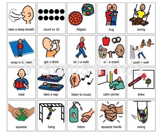 Sensory Behavior Support Strategies - Boardmaker Choice Cards - Calm Down - I Need A Break Area - AAC Autism -Picture Communication